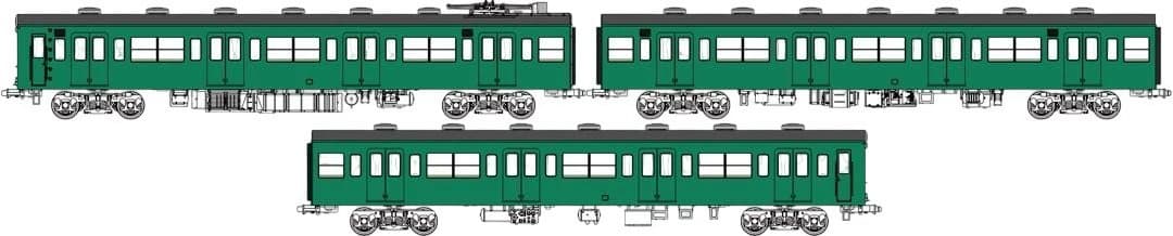トラムウェイHOゲージ103系(青緑)3両　増結セット