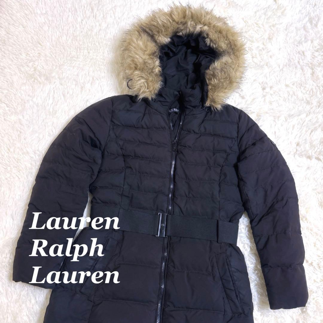 ✨RALPH LAUREN XSサイズ黒ダウンジャケット ファー ベルト付き - メルカリ