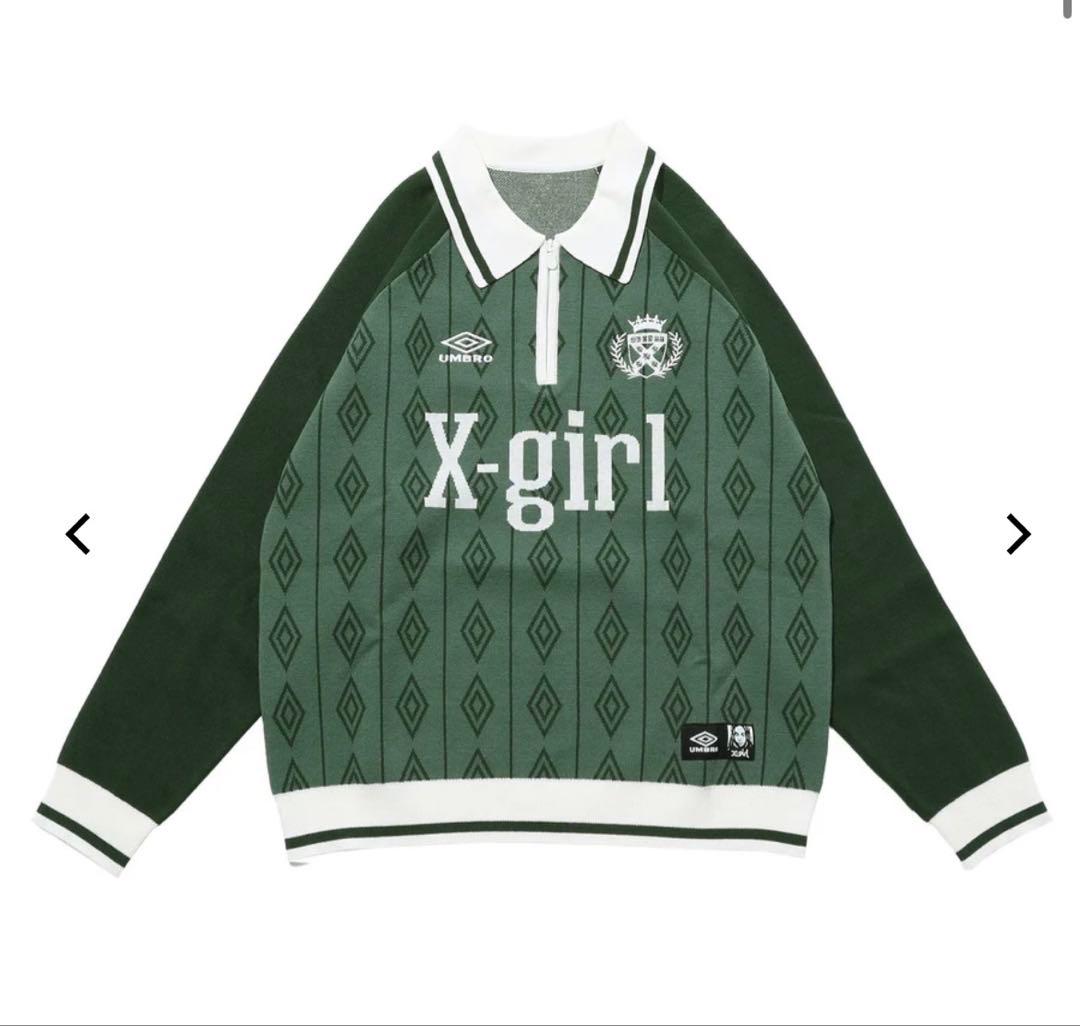 X-girl × UMBRO ハーフジップニットトップス