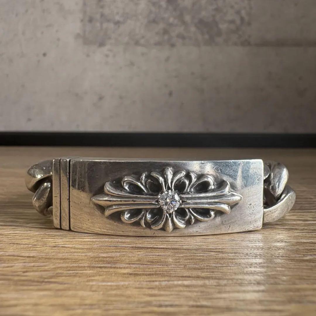 クロムハーツ フローラル1ダイヤクラシックリンクIDブレスレット 本物 美品