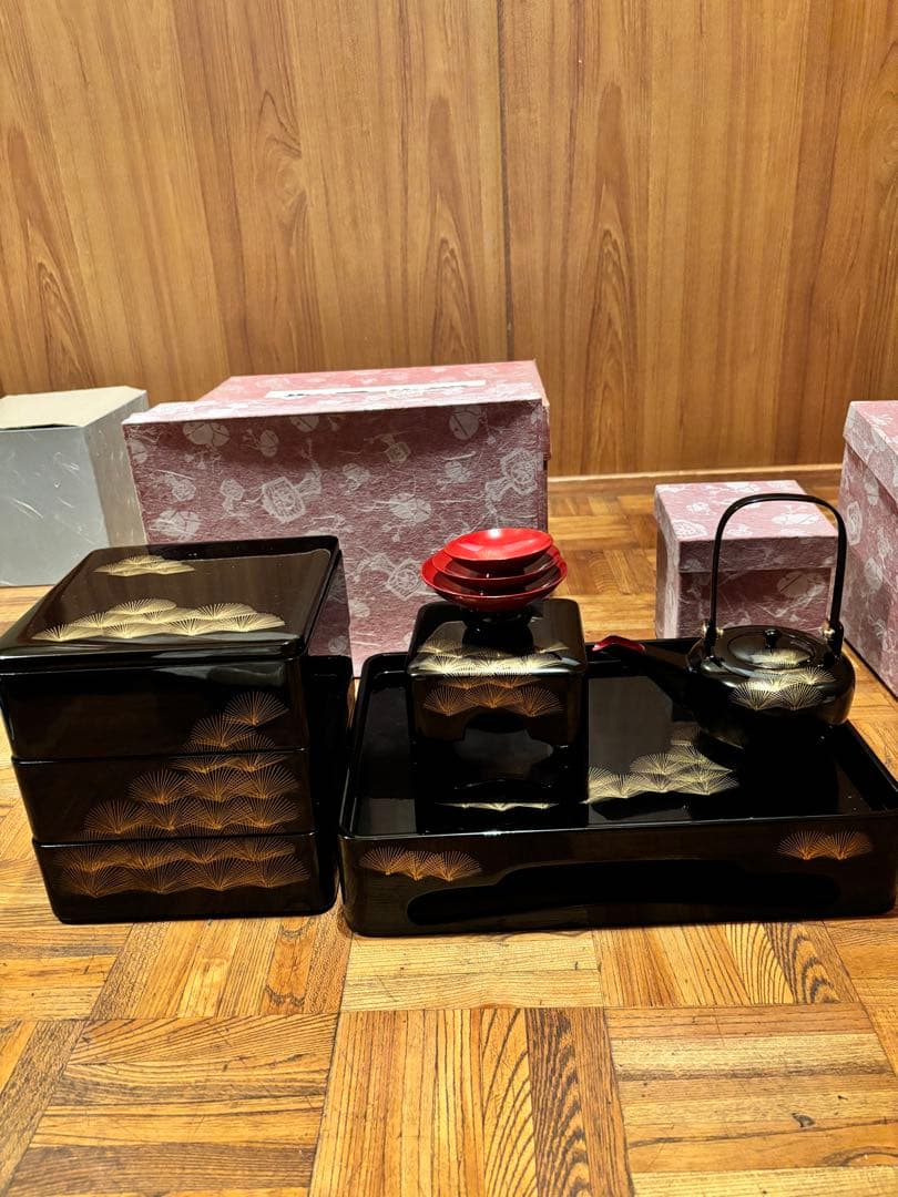 T*o様 会津塗り　漆塗り重箱・茶器セット