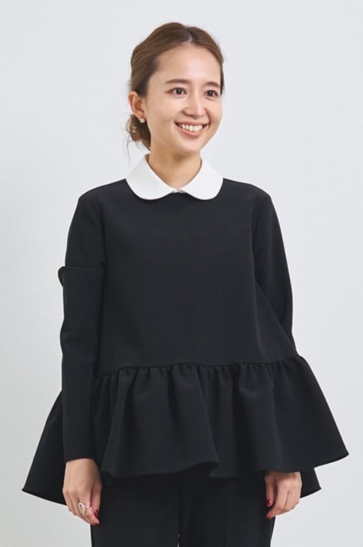 新品【yori ヨリ】ラウンドカラードレスブラウス　　ブラック　34