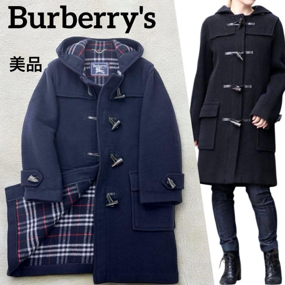 美品　バーバリーズ　ダッフルコート　ウール　ネイビー　ノバチェック　XL〜2XL