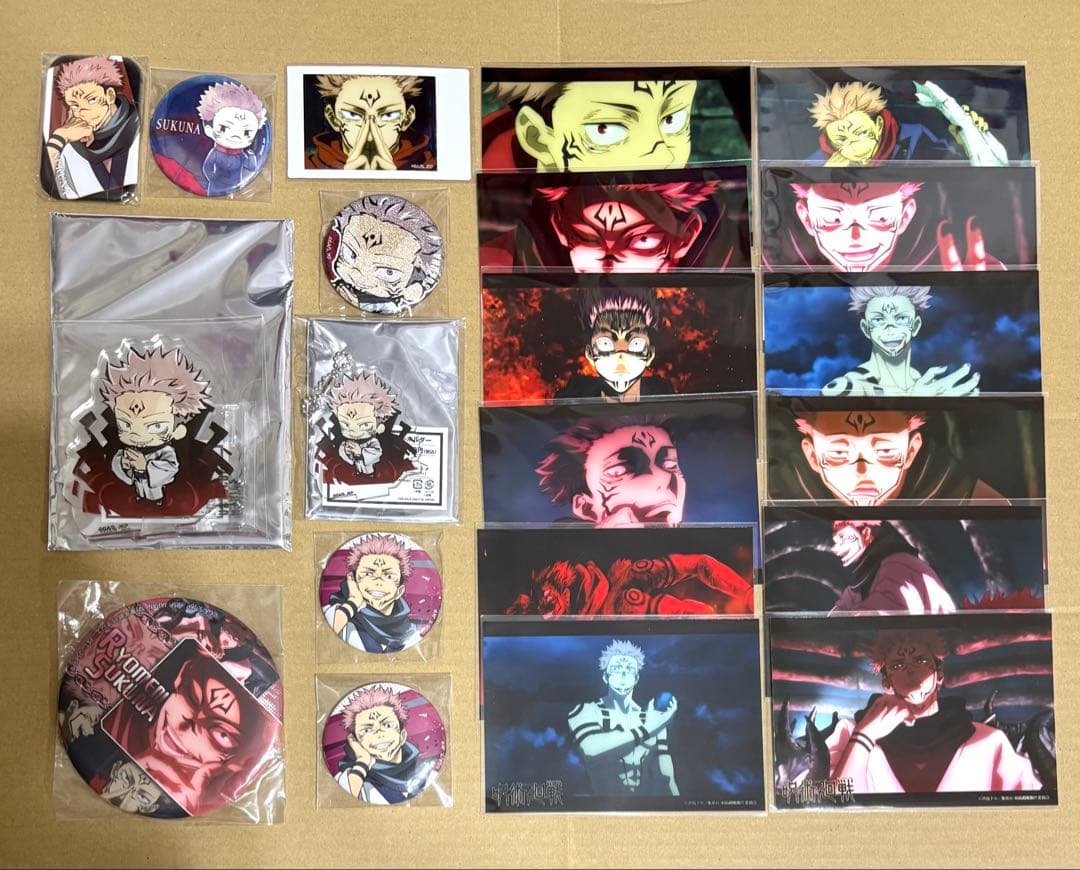 呪術廻戦　両面宿儺　缶バッジ　ブロマイド　チェキ風カード　まとめ売り