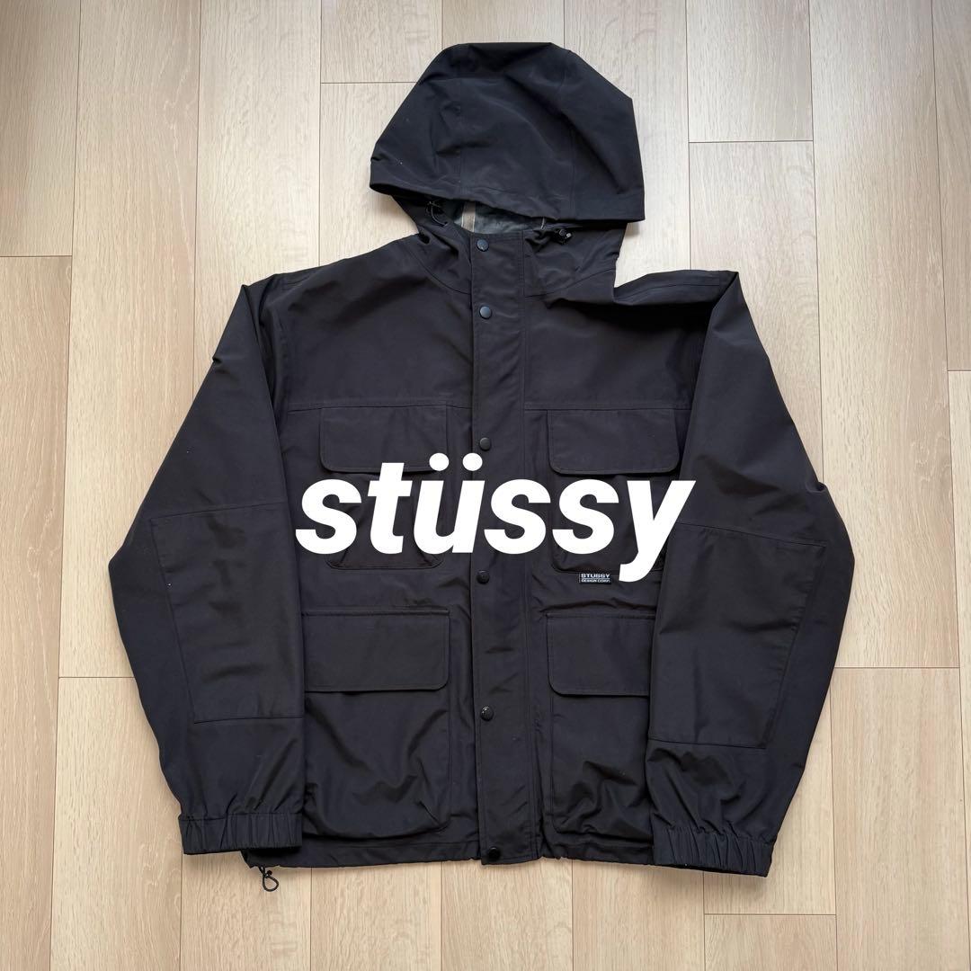 STUSSY ブラック シェルジャケット