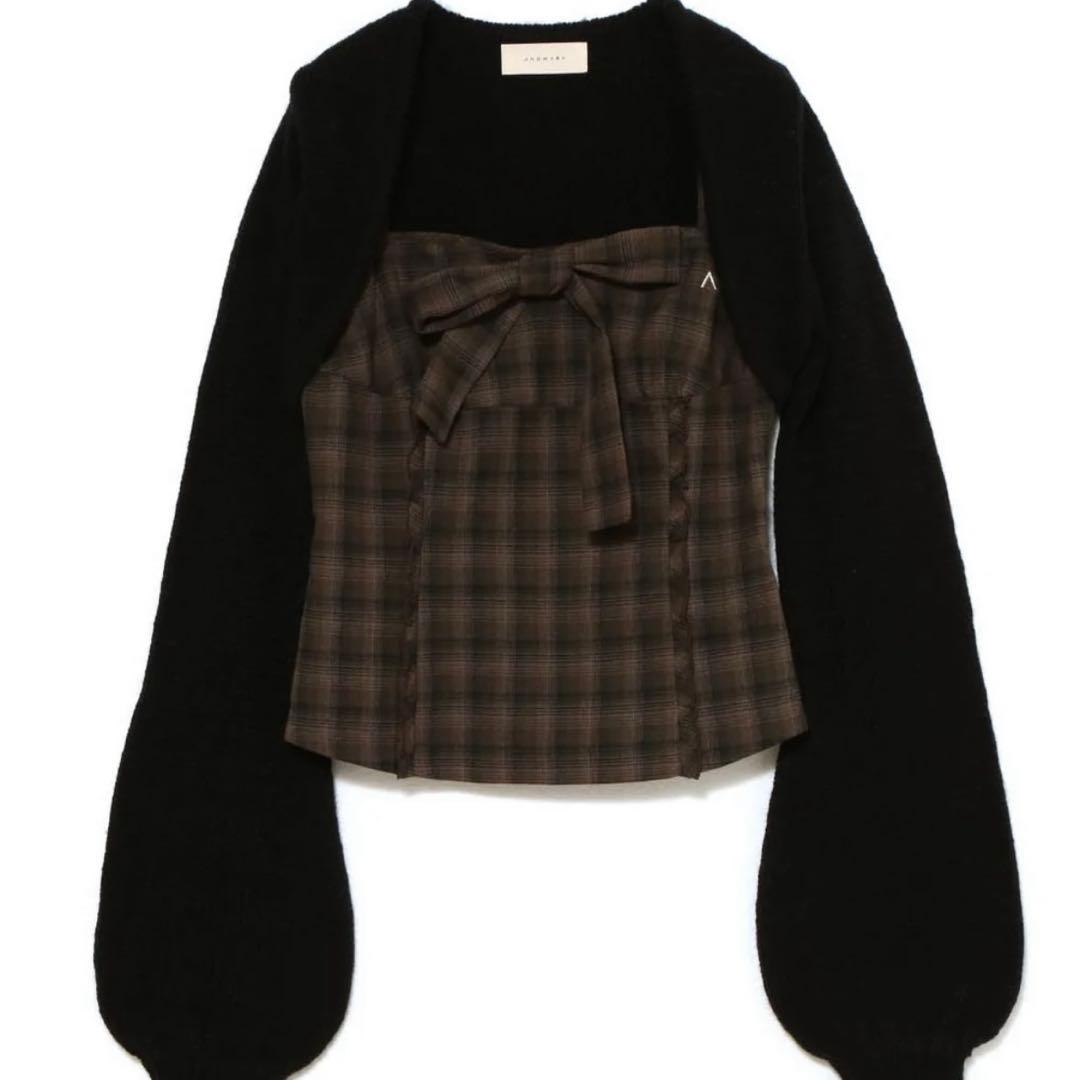 トップス andmary Tyla ribbon set tops black