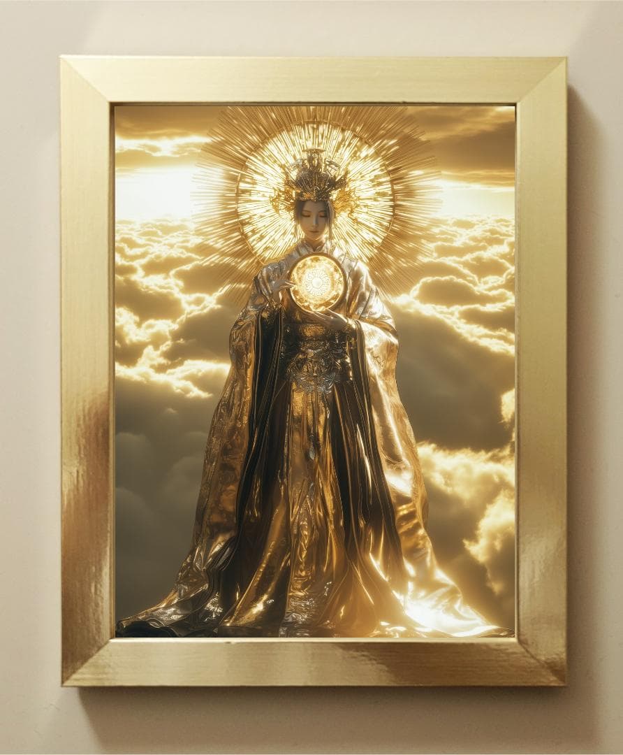 A4　318【天照大御神】雲海を照らす金耀【風景画】【神聖画】