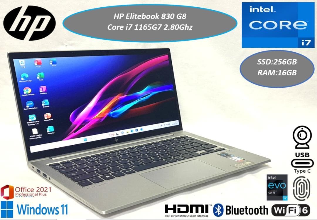 超美品 2021年 薄型 HP Elitebook 830 G8 i7 11世代