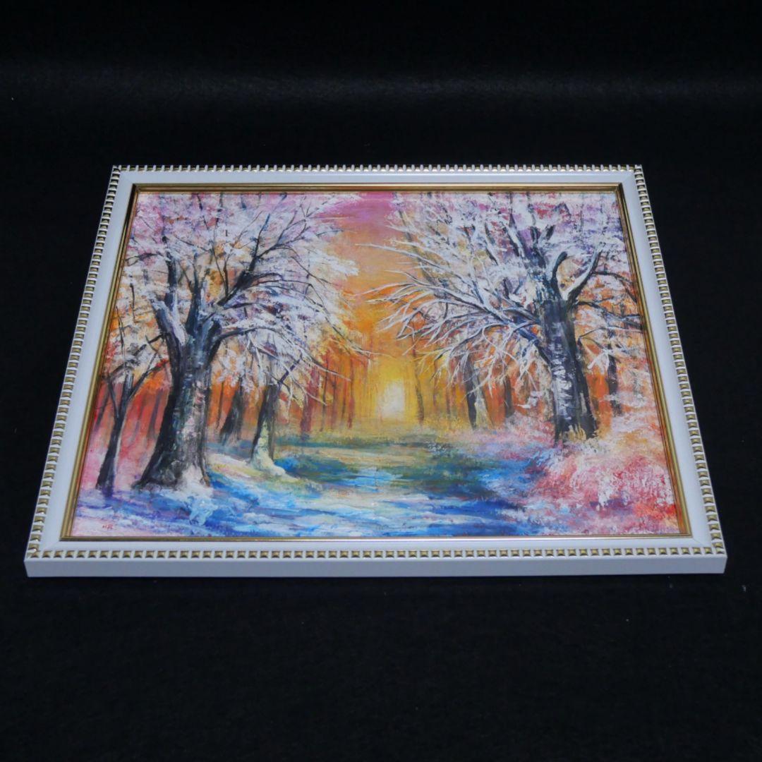 油絵 油彩 油彩画 絵 絵画【冬の夕陽】 - メルカリ