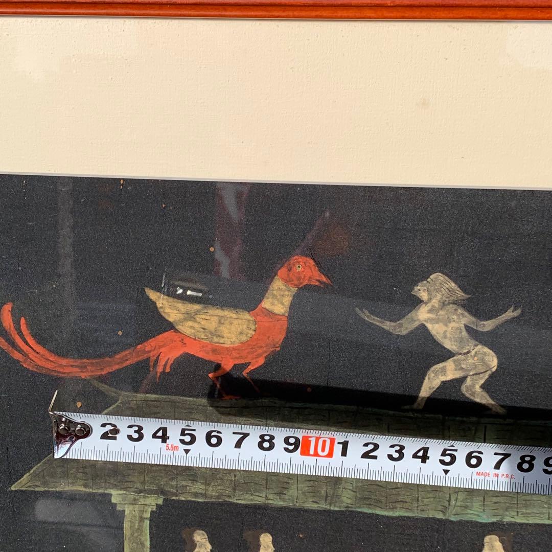 楚国 漢代 帛画 中国 シルク 絹 絵画 額縁 骨董品 馬 王 鳳凰 人