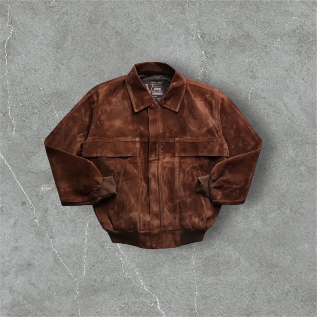 ユーロヴィンテージ スウェードレザージャケット ブラウン 茶色 古着