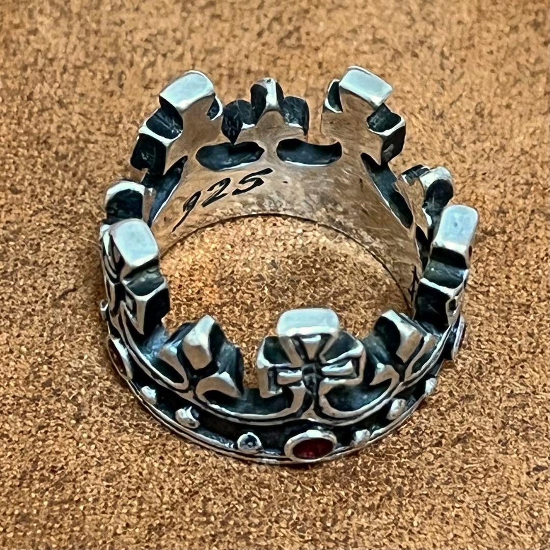 ロイヤルオーダー ラージクラウン リング ルビー/シルバー925 12号の