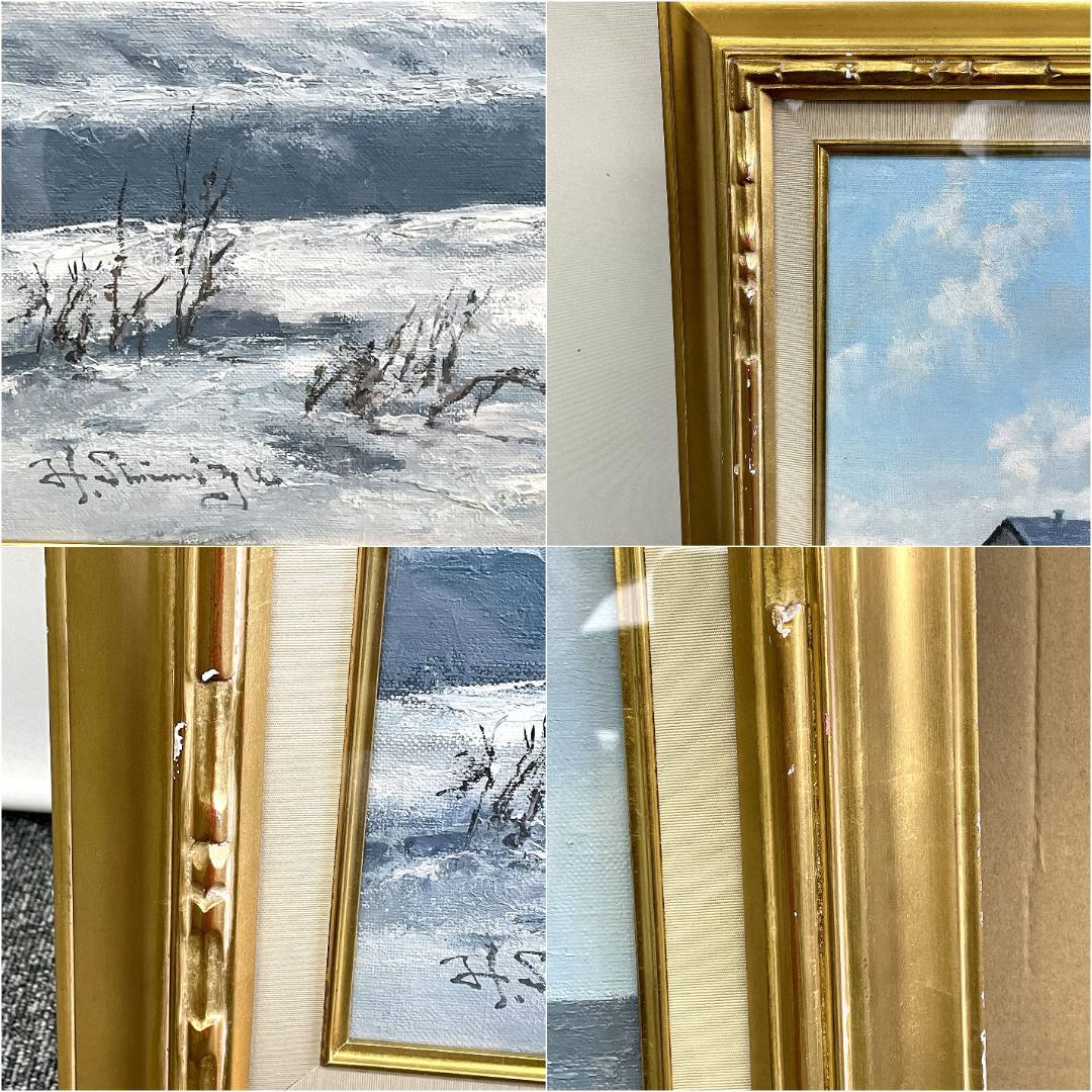 真作保証 清水弘哉『札幌郊外・冬景色』肉筆 大判 18号 油彩画 48万円