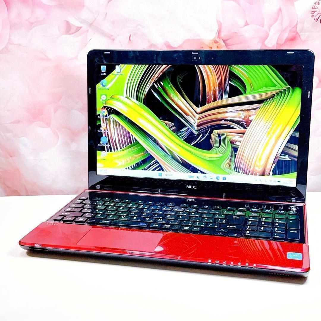 新品爆速SSD✨windows11ノートパソコン✨赤 オフィス カメラ お洒落