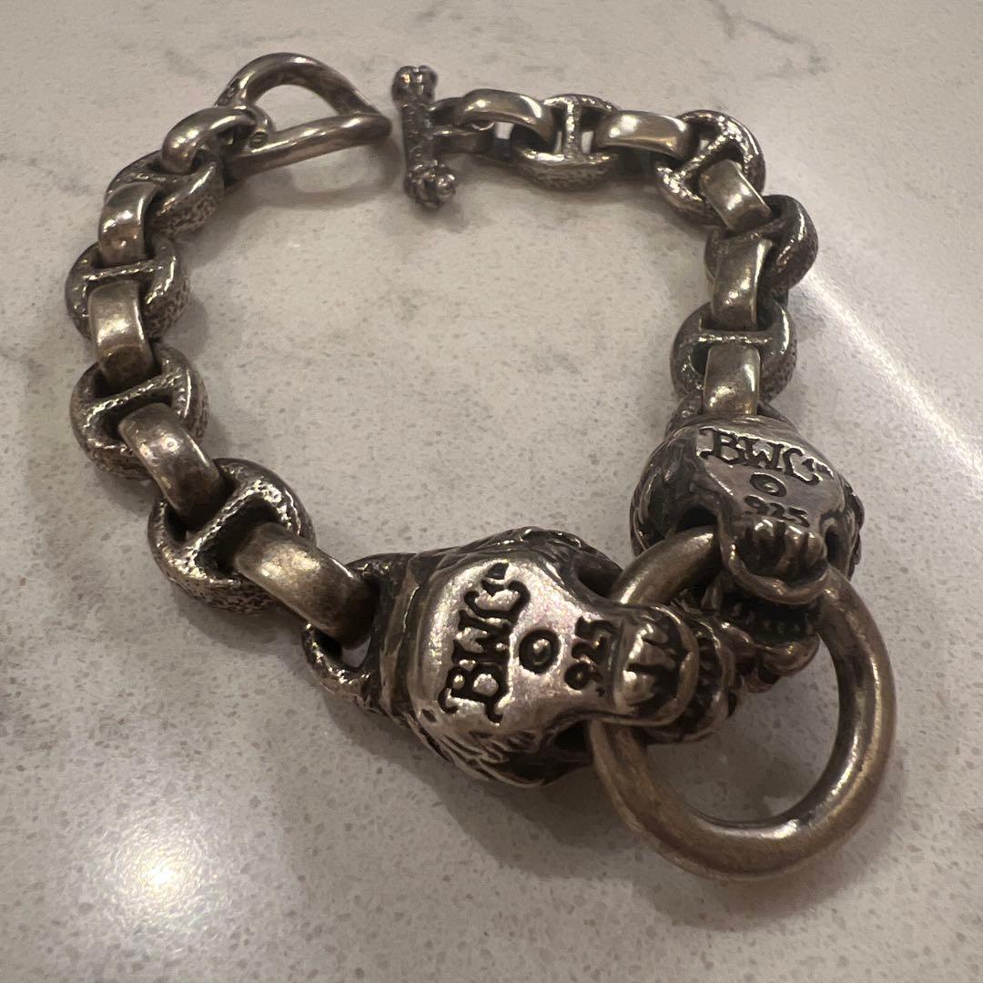 ビルウォールレザー ライオンヘッド シルバーチェーンブレスレット