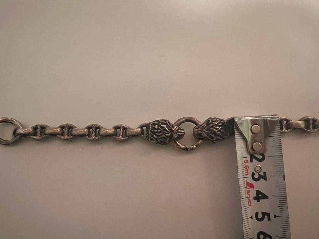 ビルウォールレザー ライオンヘッド シルバーチェーンブレスレット