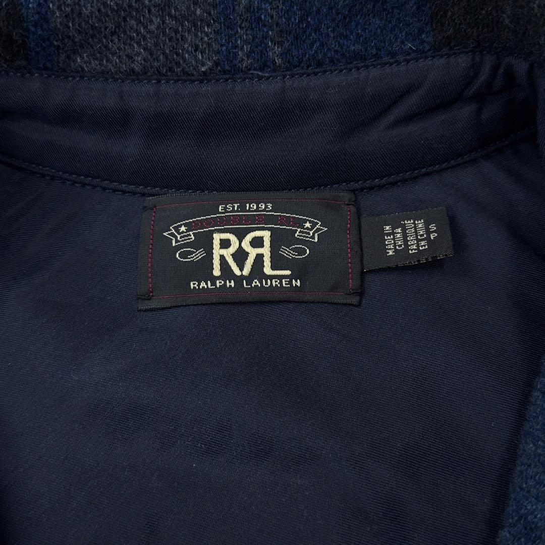 RRL カシミヤ ウール シャツジャケット バッファローチェック 青系 S