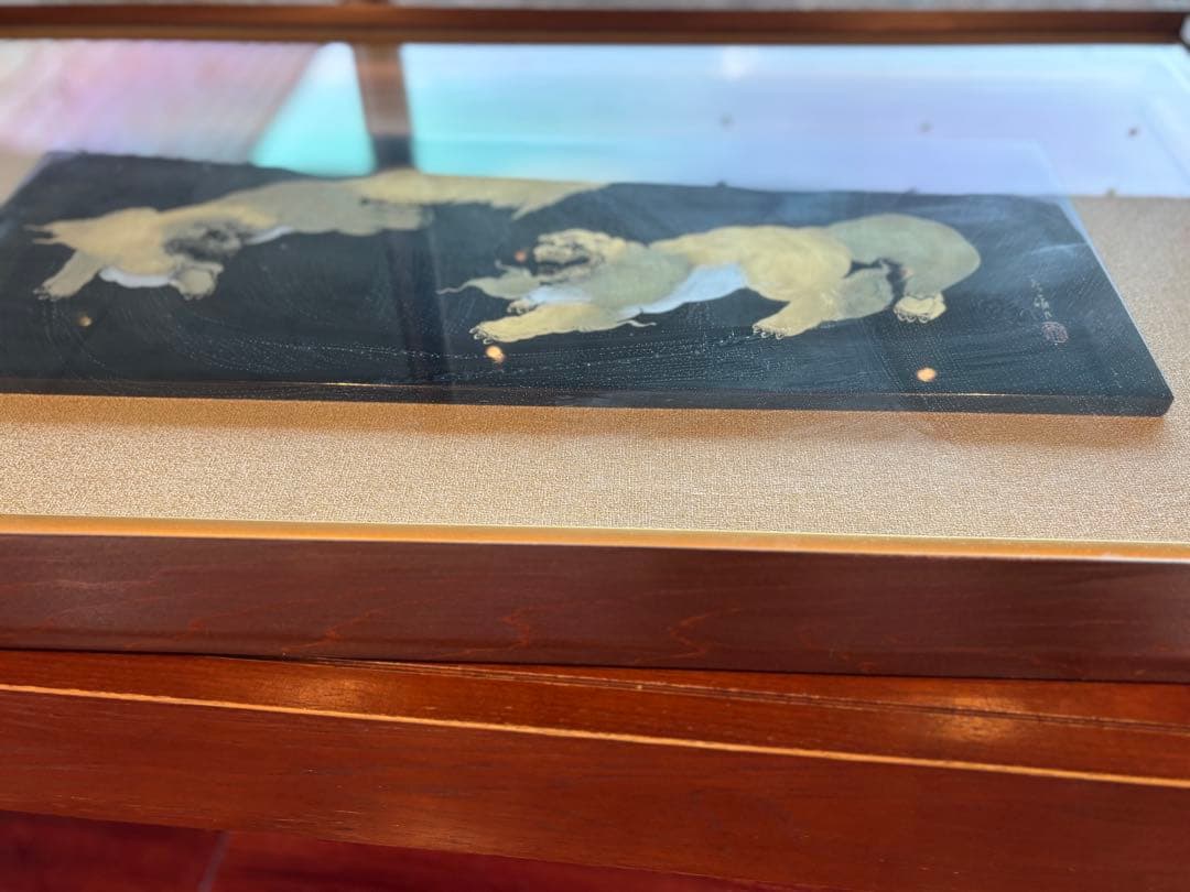 大人気 79cm 金彩 獅子 狛犬 縁起物 開運 福寿 額縁 輪島塗 沈金