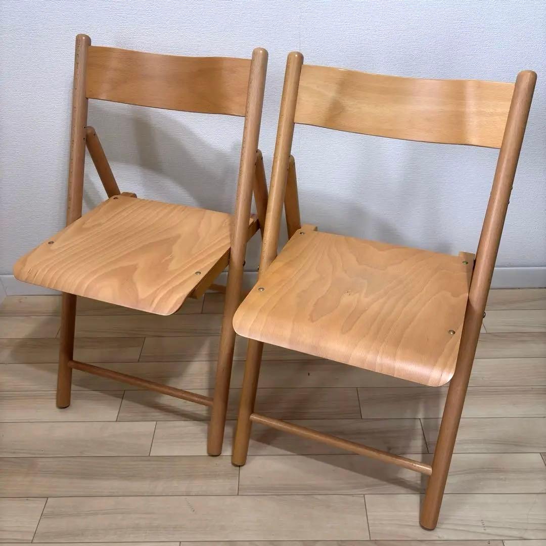 【廃盤・希少】美品✨　無印良品ブナ材折りたたみチェア　2脚 セット