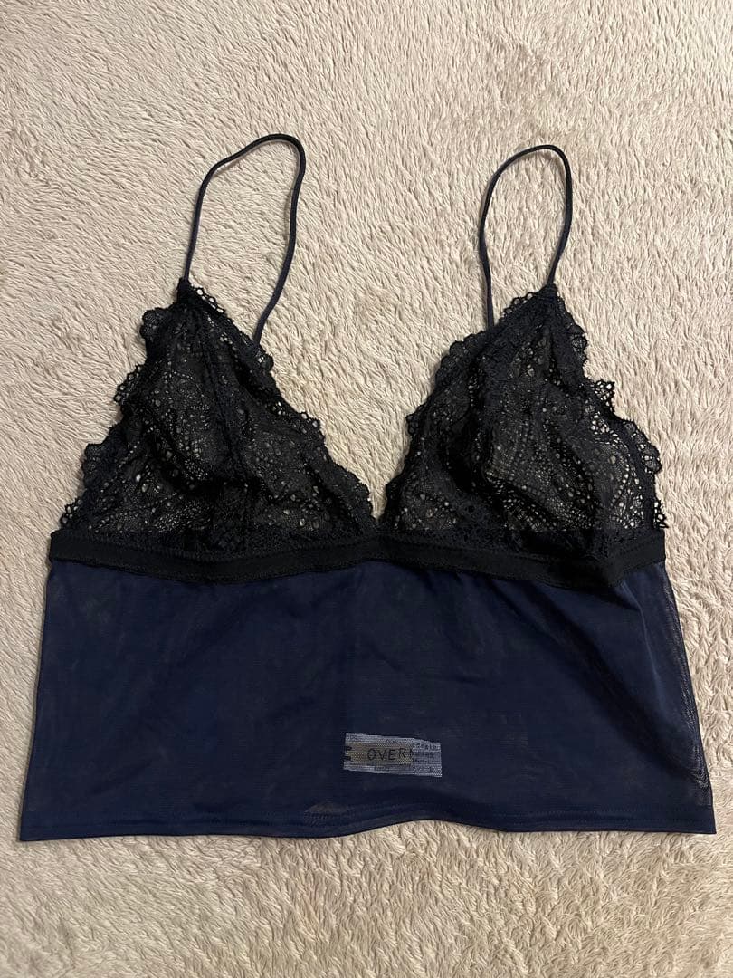 overneath レース付きキャミソール ML 黒