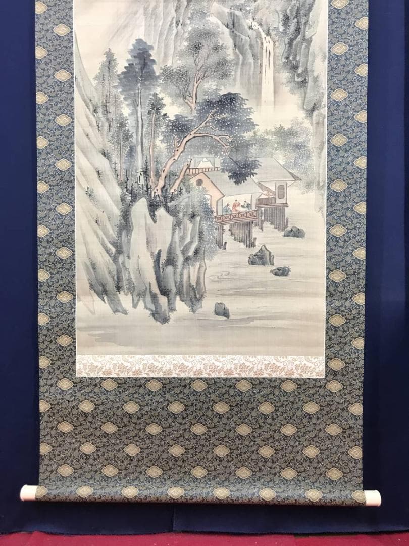 真作】高久藹崖/山水人物図/山水図/掛軸/名家伝来/AB-963