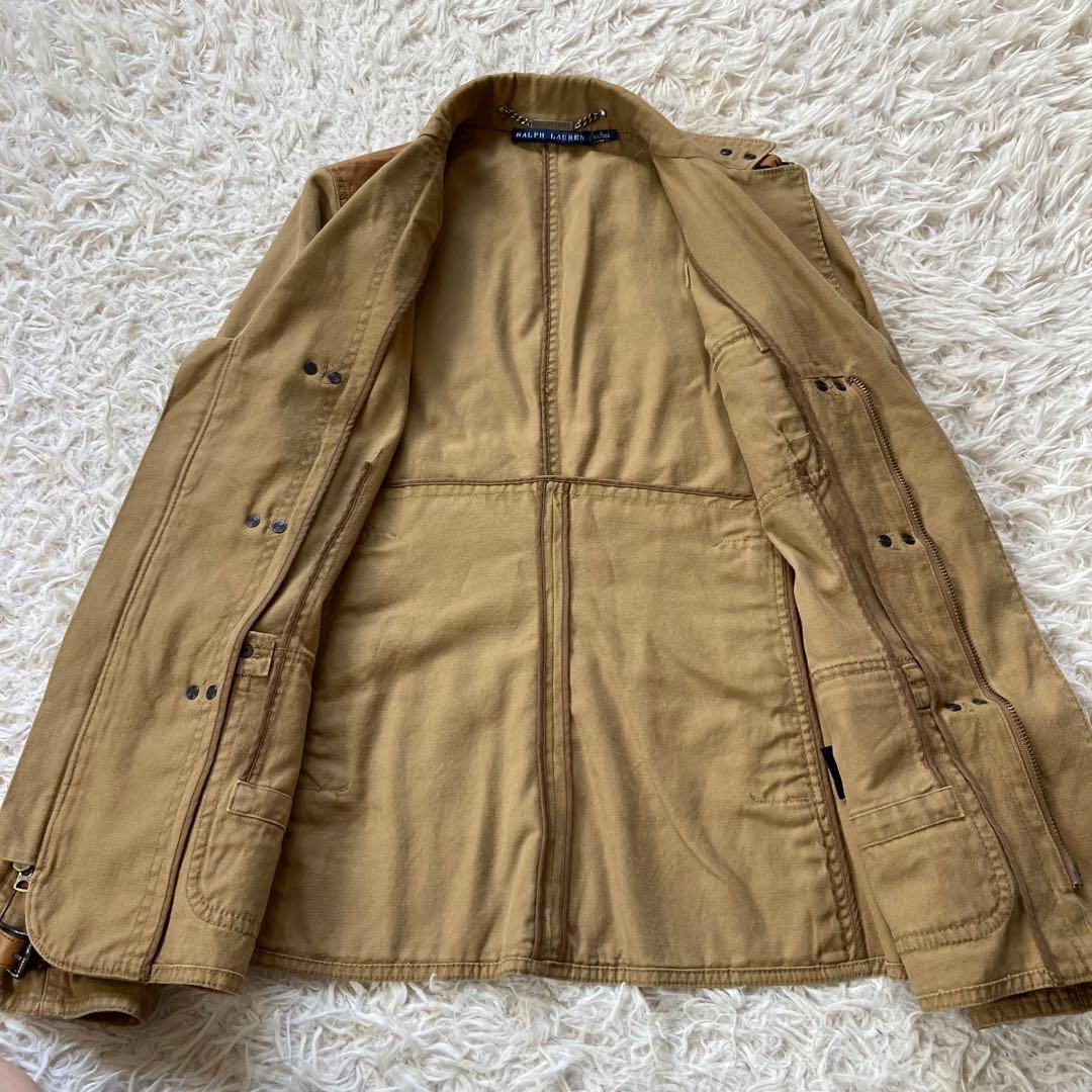 ラルフローレン コットン レザー切替 ジャケット サファリジャケット