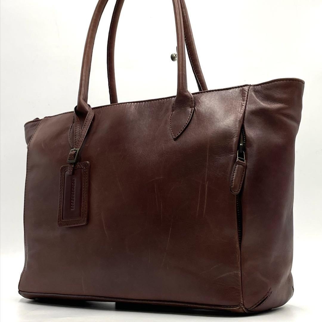 美品●マザーハウス トートバッグ ビジネスバッグ 肩掛け A4 ブラウン レザー MOTHERHOUSE マザーハウス トートバッグ MG12172 エッジ カラー H