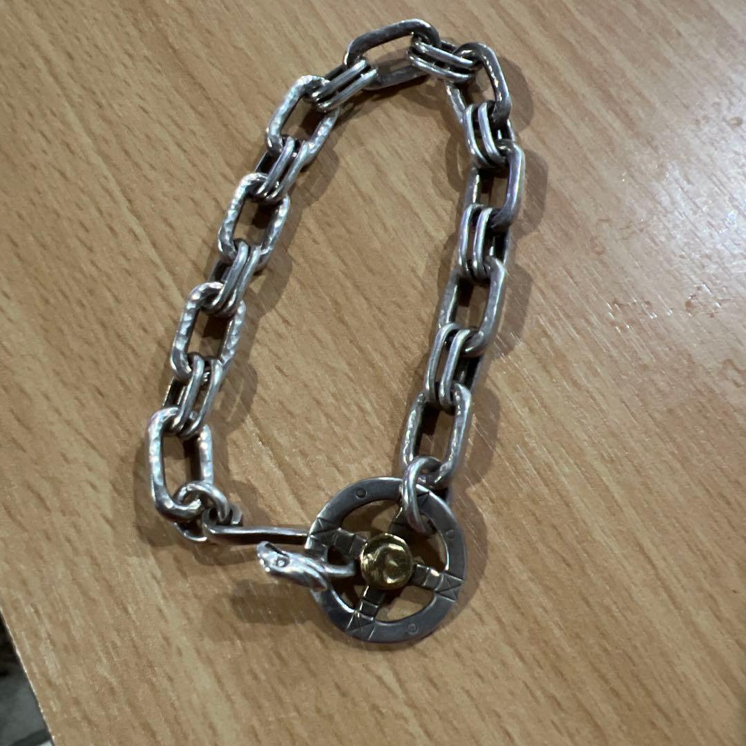 k18ホイール、イーグルフック付きmotoチェーンリンクブレスレット