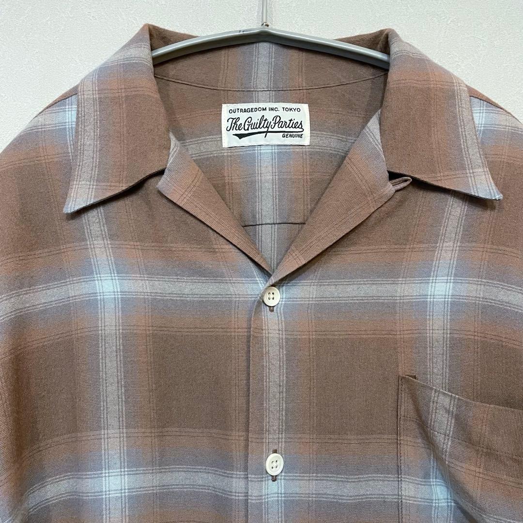 即完売人気カラー！ワコマリア　オンブレチェックシャツ　Lサイズ 新品 XL 26ss ワコマリア オンブレ チェック オープンカラー シャツ