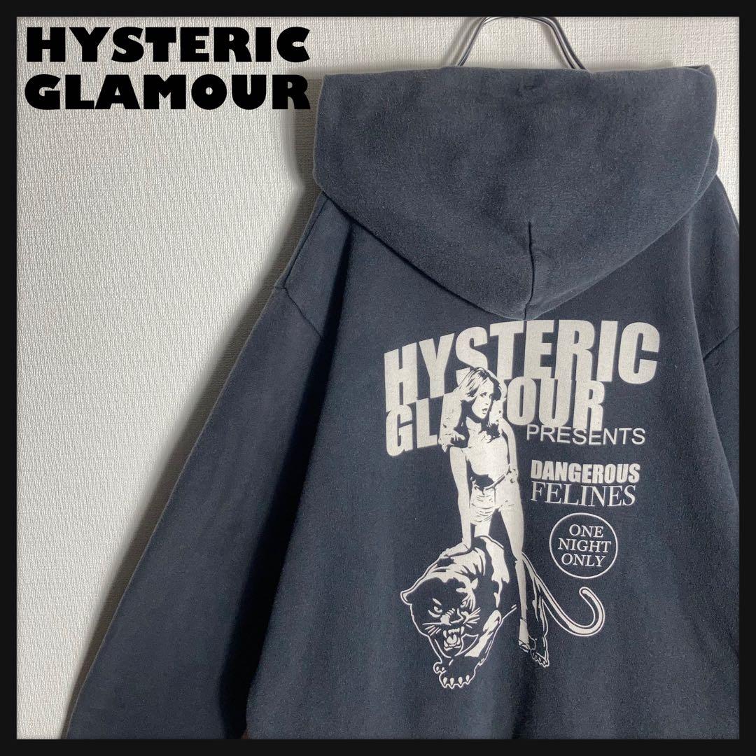 HYSTERIC GLOMOUR フルジップパーカー ビッグロゴ 猫 黒 L.