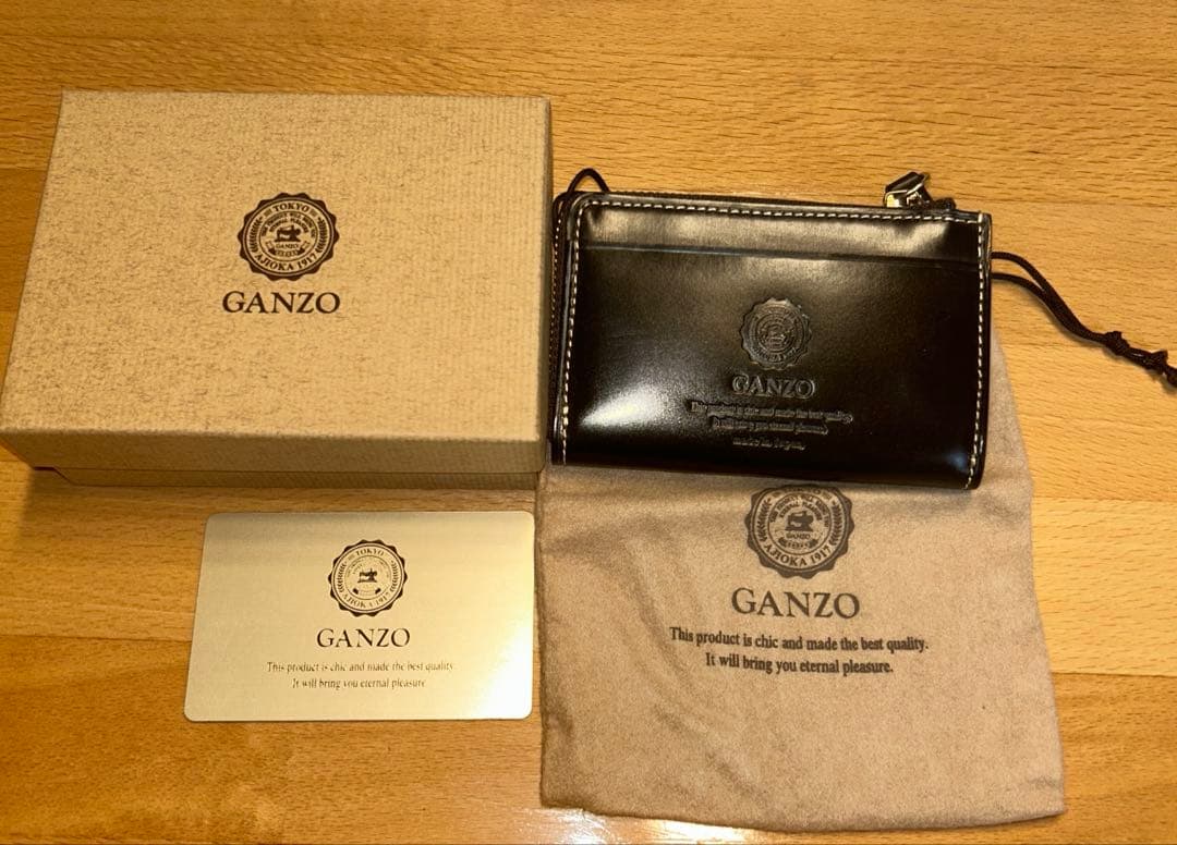 ☆ガンゾ☆ 本革 L字ファスナー小銭入れ カードケース ダークブラウン