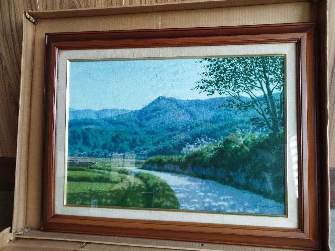 「道（宇治田原）」日下義輝画　M15号　風景画　油彩　原画　1977年　絵画のみ