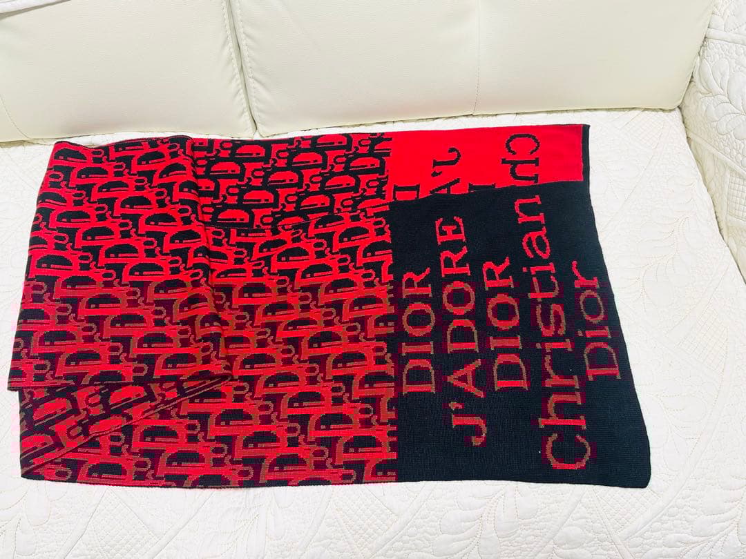 美品☆ロゴ マフラー ☆赤黒リバーシブル男女兼用ウール素材 メンズスーツKOKUBO リバーシブルマフラー カシミヤ混 メンズ おしゃれ