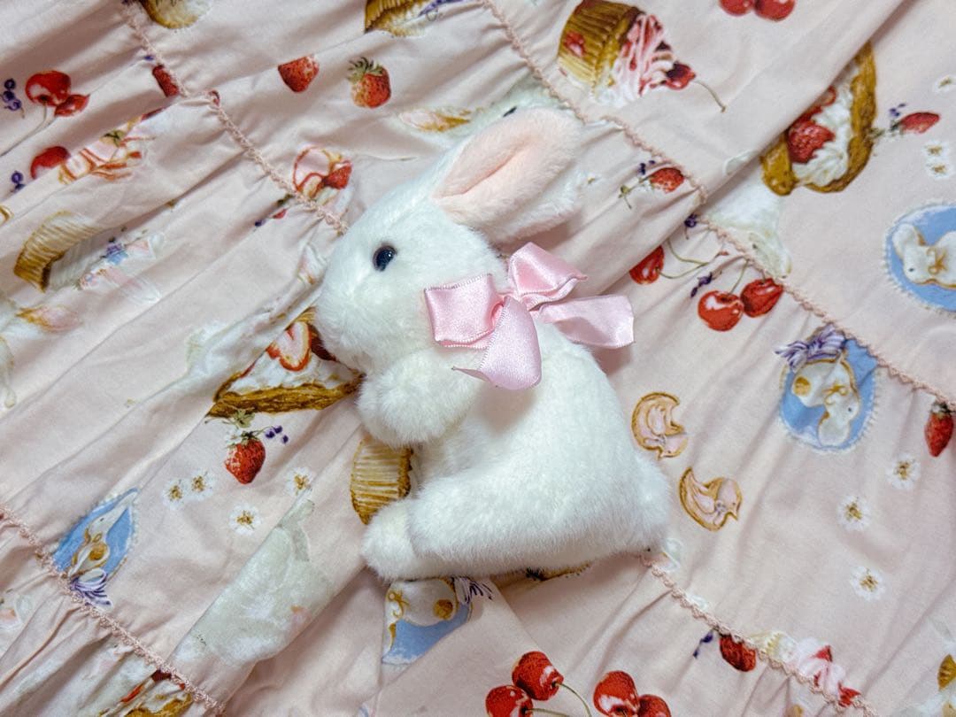 ピンクハウス うさぎコサージュ ホワイト リボン付 美品