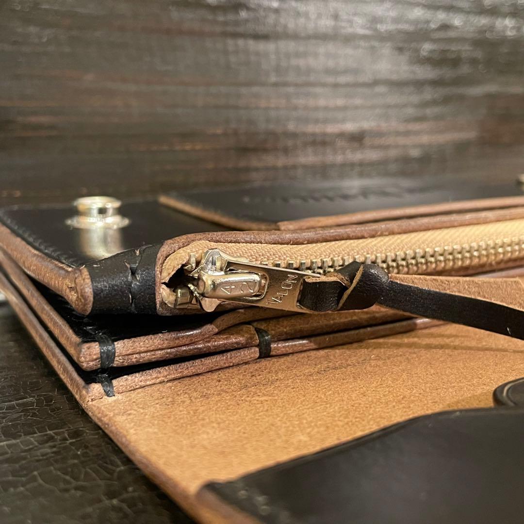 HORWEENクロムエクセル セミロングトラッカーウォレット3層シルバー