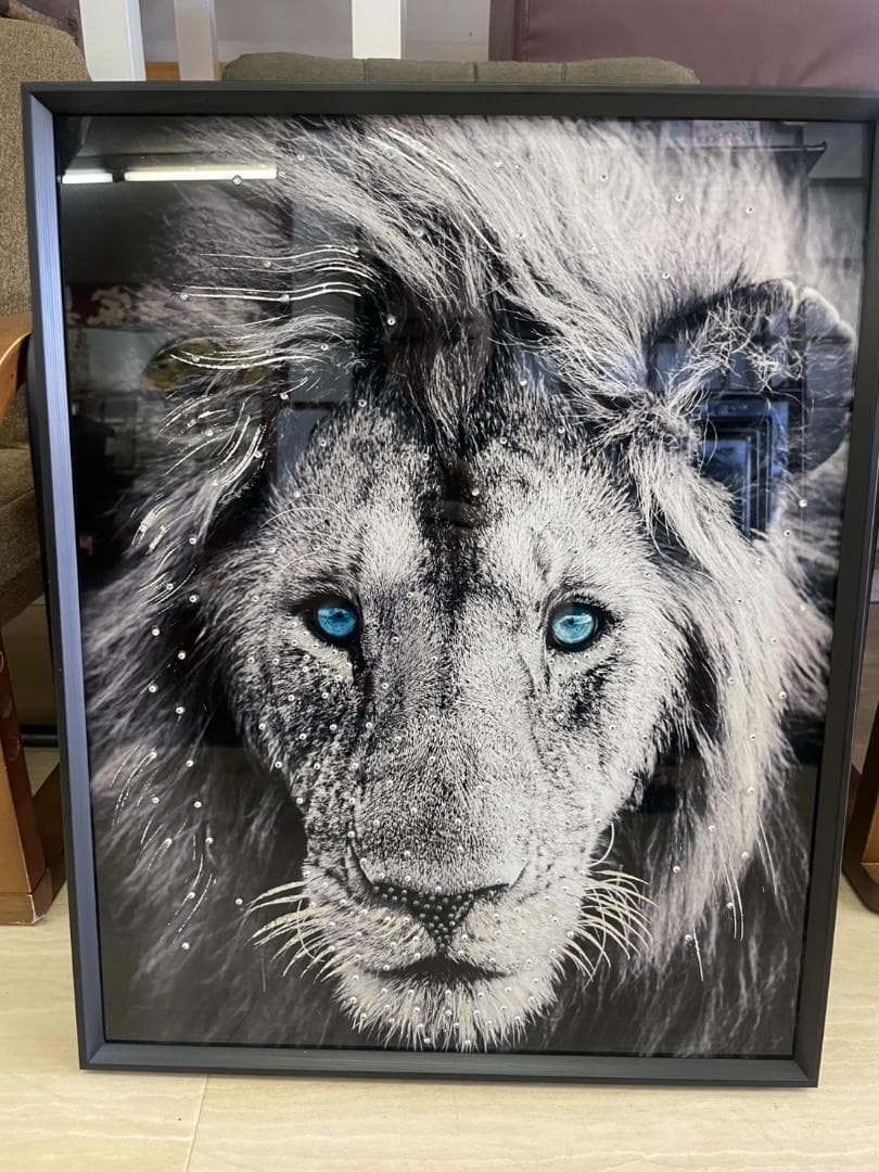 ガラスアートパネル　ライオン　キラキラ　絵画　額縁　アートフレーム　スタッズ 楽天市場】クリスタルアートパネル 送料無料 プレゼント ギフト お祝