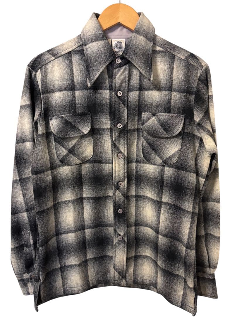 KENNINGTON ウールシャツ M 70's KENNINGTON ミッキーマウス総柄 ロングスリーブシャツ 表記(M