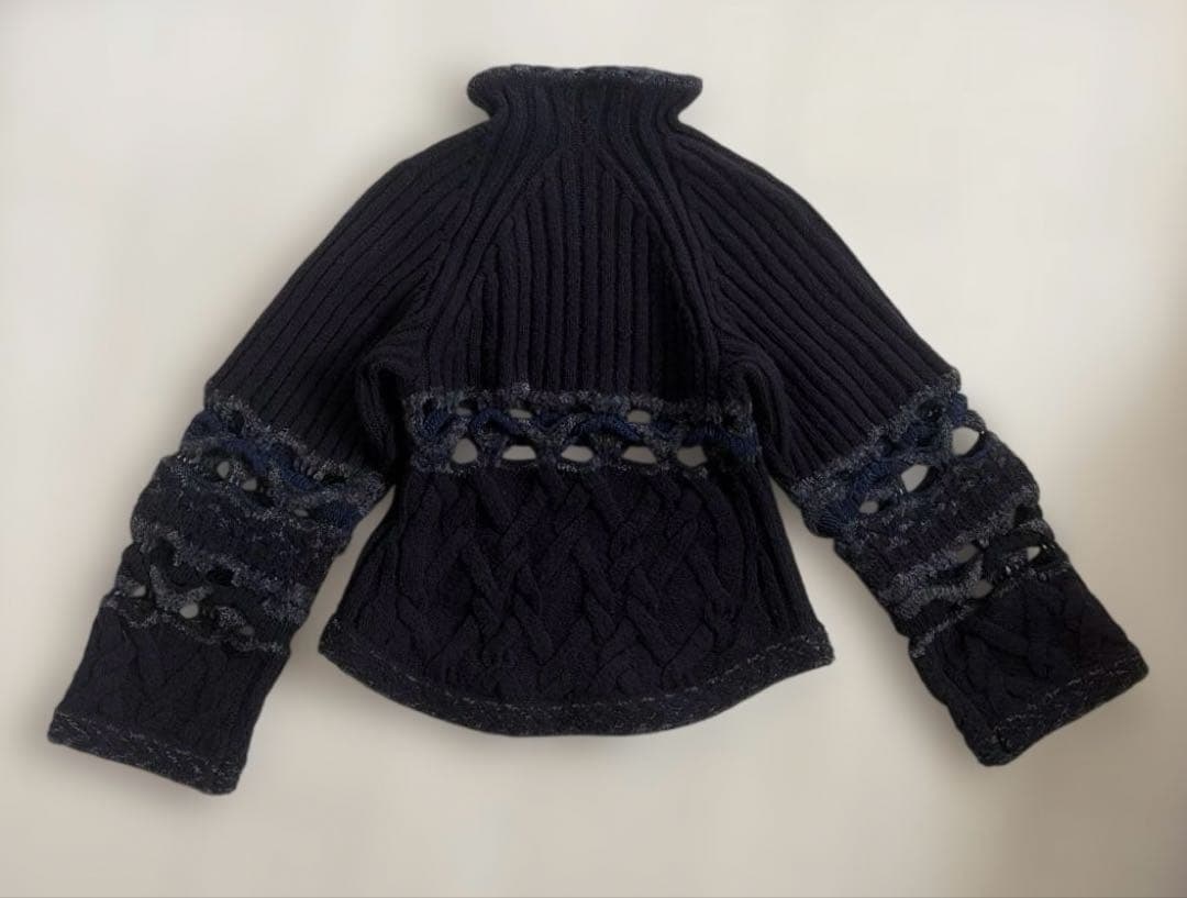 Mame Kurogouchi バスケットパターンコンビネーションニットPO