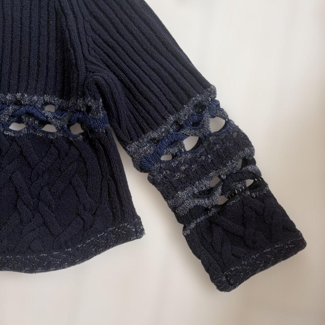 Mame Kurogouchi バスケットパターンコンビネーションニットPO