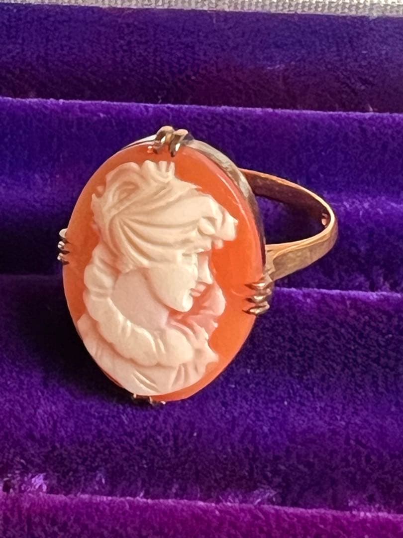 K18刻印 シェルカメオ ゴールドリング 指輪　アンティーク