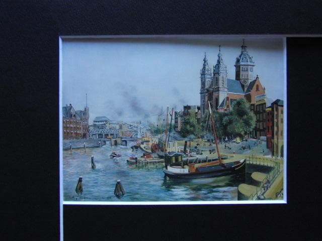モイズ・キスリング、【アムステルダムの運河】、希少な画集画、新品高級額 額装付