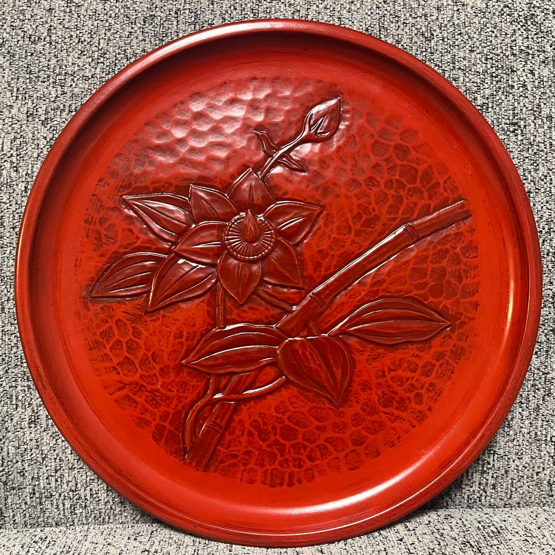 鎌倉彫 峰緑堂 お盆 漆器 直径30センチ - メルカリ