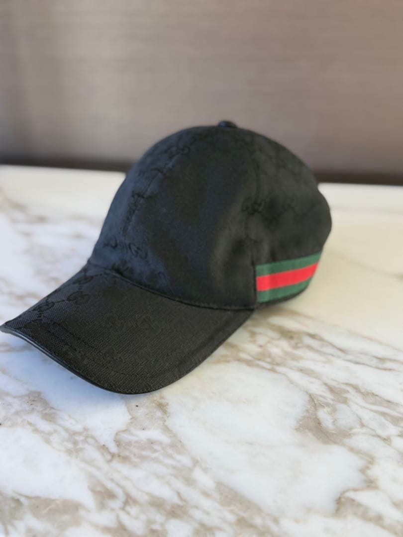 GUCCI GGパターンキャップ　黒 XL60㎝