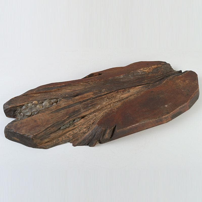 天然木　敷板　飾台　煎茶台　重さ約1443ｇ　V　9350 茶器/茶道具 薄板（花入用敷板・花台）】 糸巻花台 拭漆 側面朱塗り