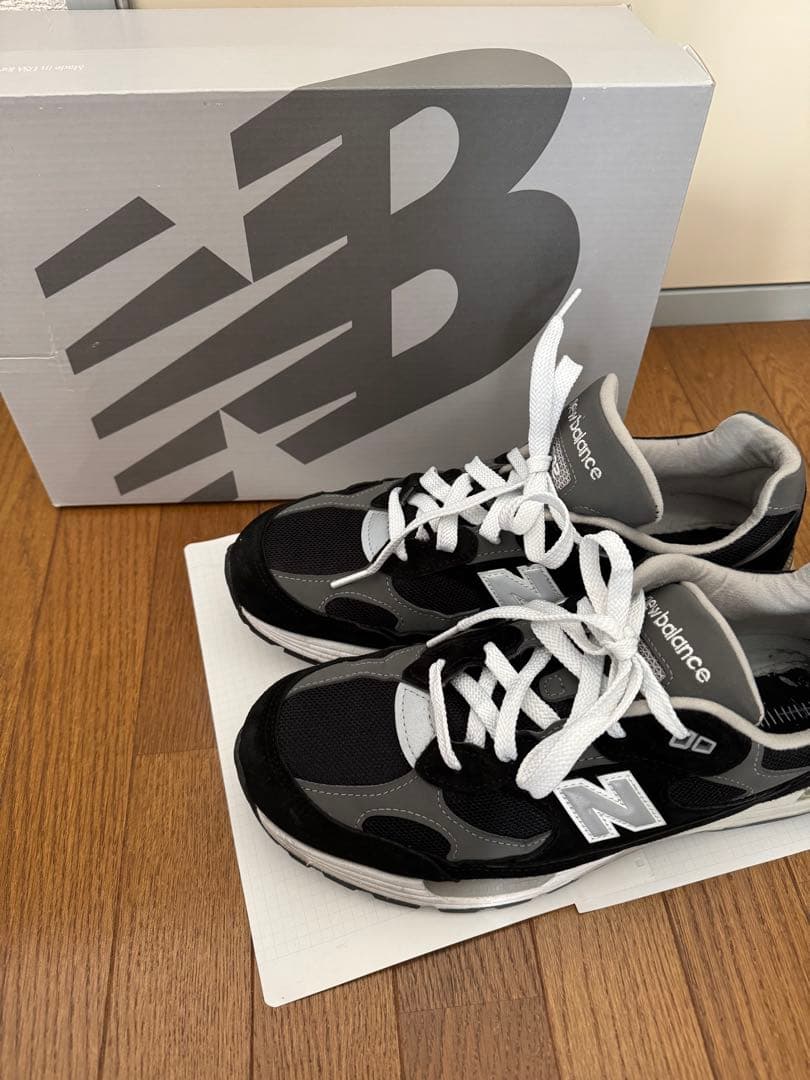 New Balance D992BK ブラック/ホワイト スニーカー