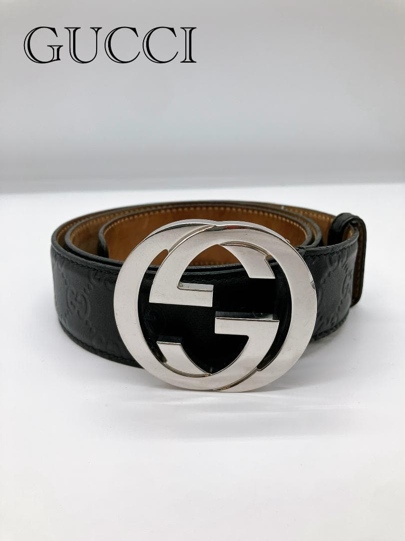 グッチ 114984 インターロッキングG グッチシマ レザー ベルト