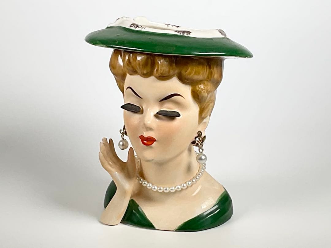 60sヴィンテージ レディヘッドベース　陶器　花瓶　LEE WARDS　日本製