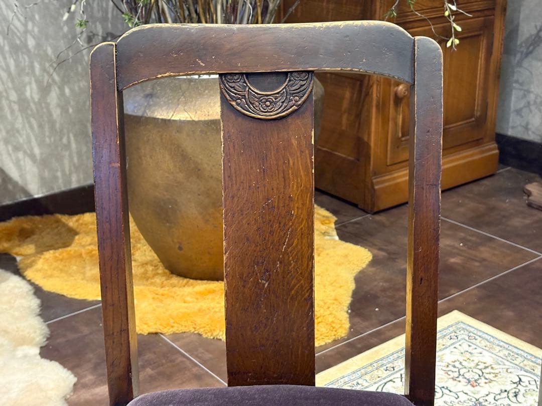 アンティークチェア ローチェア パープル ファブリック ヴィンテージ IZ