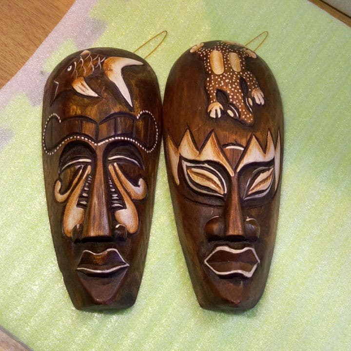 インドネシア お面 マスク 民族面 木彫り面 木製 木彫り 壁掛け 魔除け