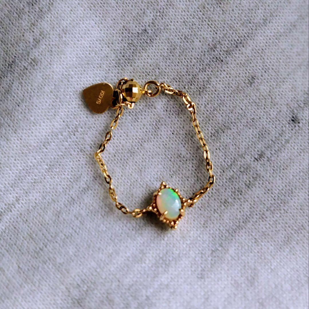 K10YG オパール チェーンリング NOIR DE POUPEE NOIR DE POUPEE（ノワールドプーペ） 指輪 リング K10 オーバル 天然石